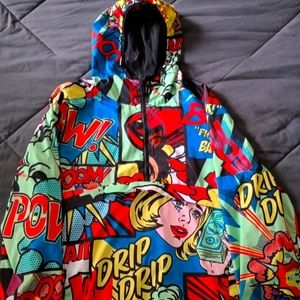 Men's Graphic Comic Windbreaker Jacket